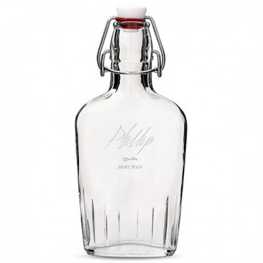 Personalized Clear Glass Hip Flask Key Etching