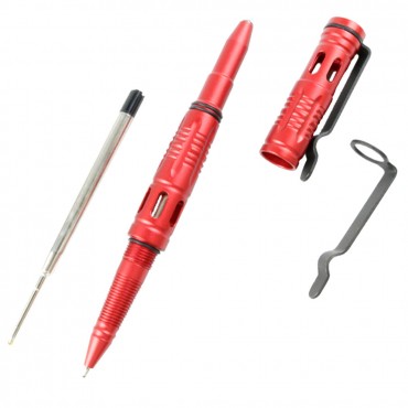Hunt-Down New 6 in. Red Fire Dept. Tactical Pen For Self Defense with Glass Breaker