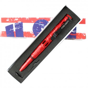 Hunt-Down New 6 in. Red Fire Dept. Tactical Pen For Self Defense with Glass Breaker