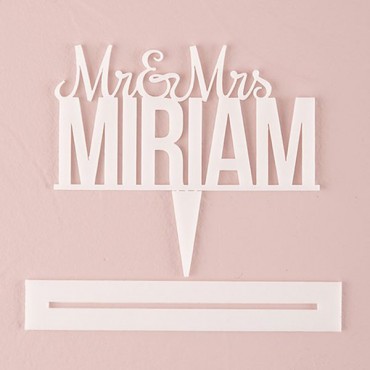 Personalized Mr. And Mrs. White Acrylic Cake Topper