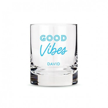 Personalized Whiskey Glass - Good Vibes Print