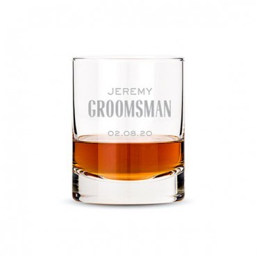Personalized Whiskey Glass - Modern Groomsman