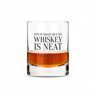 Personalized Whiskey Glasses With Whiskey Is Neat Print