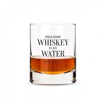 Personalized Whiskey Glasses With Whiskey In My Water Print