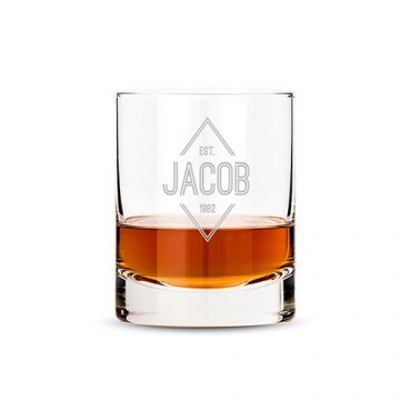 Personalized Whiskey Glass - Diamond Emblem