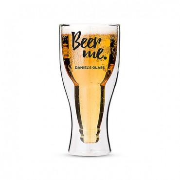 Personalized Double Walled Beer Glass Beer Me Print