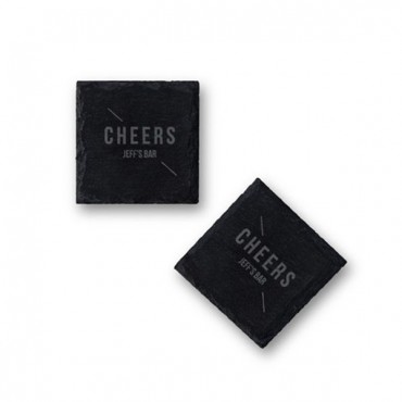 Set Of Square Slate Coasters - Linear Cheers Etching