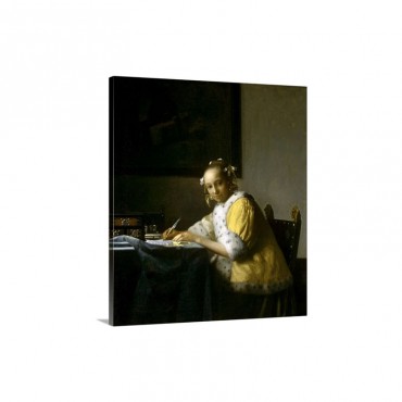 A Lady Writing A Letter By Jan Vermeer Wall Art - Canvas - Gallery Wrap