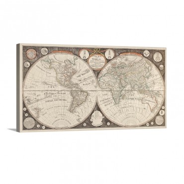 A New Map Of The World With All The New Discoveries By Capt Cook Wall Art - Canvas - Gallery Wrap