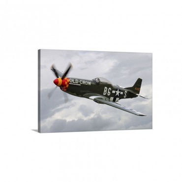 A North American P 51 Mustang In Flight Over Vasteras Sweden Wall Art - Canvas - Gallery Wrap