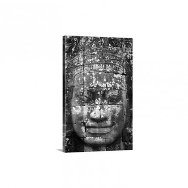 A Face Sculpture On A Stone Wall At Angkor Wat Cambodia Wall Art - Canvas - Gallery Wrap