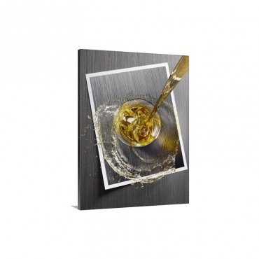 A Glass Of Scotch On A Table Spills Wall Art - Canvas - Gallery Wrap