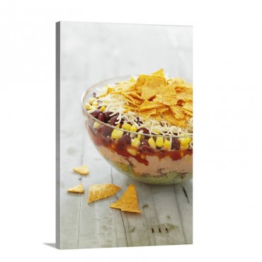 A Layered Salad With Sweetcorn Beans And Tortilla Chips Wall Art - Canvas - Gallery Wrap