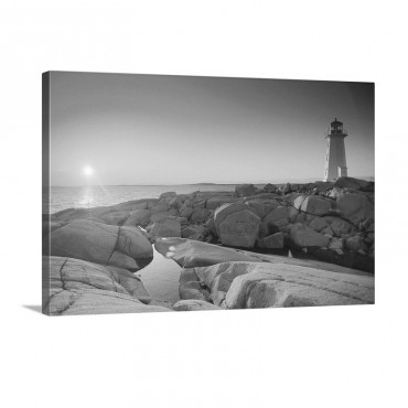 A Lighthouse At Sunset Peggy's Cove Nova Scotia Canada Wall Art - Canvas - Gallery Wrap
