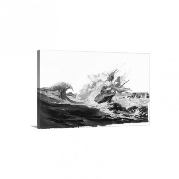 A Painting Depicts A Spanish Galleon Crashing Off Saipan Island Wall Art - Canvas - Gallery Wrap