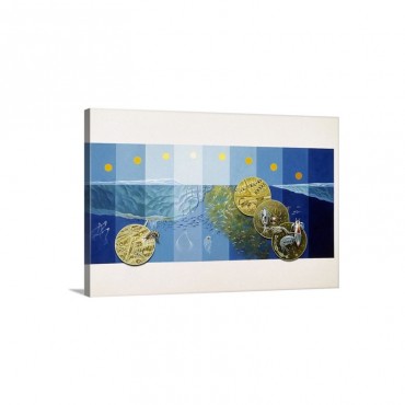 A Painting Depicts The Tiny Life In Arctic Waters Wall Art - Canvas - Gallery Wrap