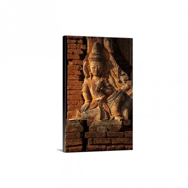 A Relief Carving At One Of The Shwe Inn Thein Pagodas Wall Art - Canvas - Gallery Wrap