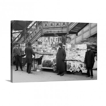 A Sidewalk Newsstand In New York City 1903 Wall Art - Canvas - Gallery Wrap