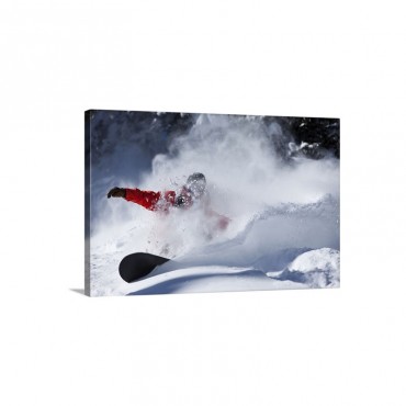 A Snowboarder Rips Untracked Powder Turns In Colorado Wall Art - Canvas - Gallery Wrap