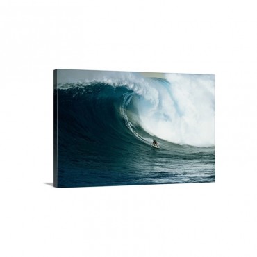 A Surfer Rides A Powerful Wave Off The North Shore Of Maui Island Wall Art - Canvas - Gallery Wrap