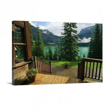 A View Of Emerald Lake Seen From The Emerald Lake Lodge Entrance Yoho National Park Canada Wall Art - Canvas - Gallery Wrap