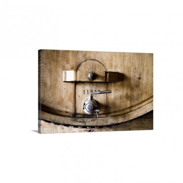 A Wooden Barrel With A Metal Tap Wall Art - Canvas - Gallery Wrap