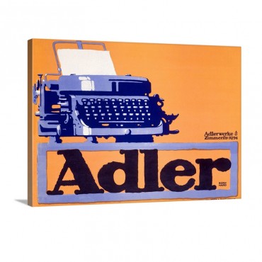 Adler Typewriter Vintage Poster Wall Art - Canvas - Gallery Wrap