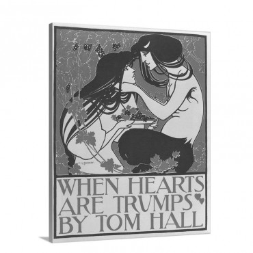Advertisement Of The Novel When Hearts Are Trumps By Tom Hall 1890 Art Nouveau Wall Art - Canvas - Gallery Wrap