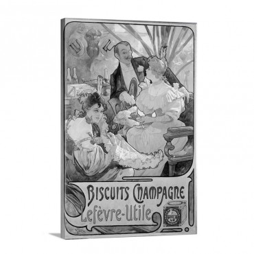 Advertising Poster For Biscuits Champagne By Alphonse Mucha Wall Art - Canvas - Gallery Wrap