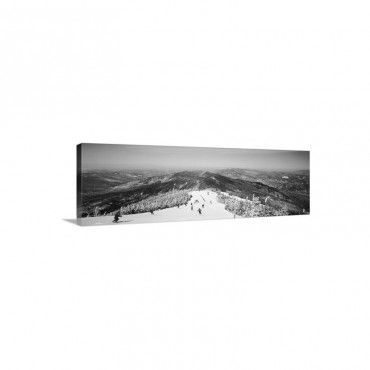 Aerial View Of A Group Of People Skiing Downhill Sugarbush Resort Vermont Wall Art - Canvas - Gallery Wrap