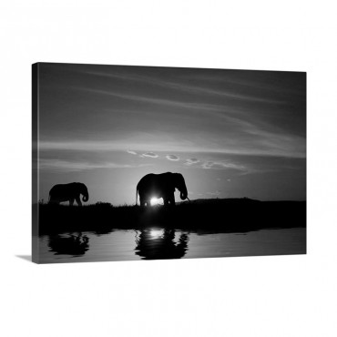 African Elephant Sunset Wall Art - Canvas - Gallery Wrap