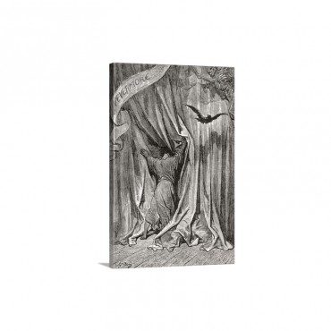 After A Drawing By Gustave Dore For Edgar Allan Poe's Poem The Raven 1885 Wall Art - Canvas - Gallery Wrap
