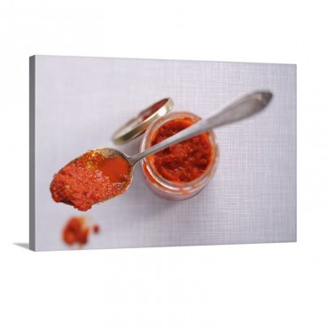 Ajvar In A Jar And On A Spoon Wall Art - Canvas - Gallery Wrap