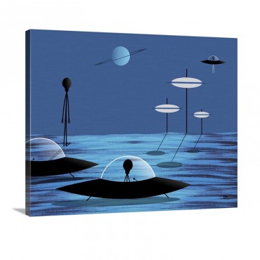 Aliens Blue Sky Wall Art - Canvas - Gallery Wrap