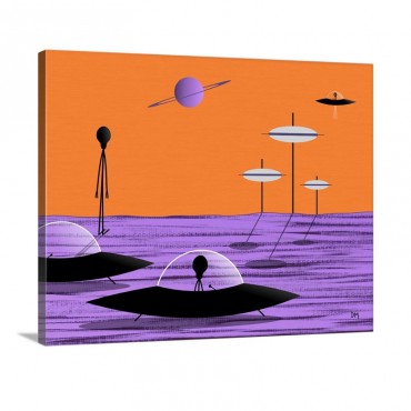 Aliens Orange Sky Wall Art - Canvas - Gallery Wrap