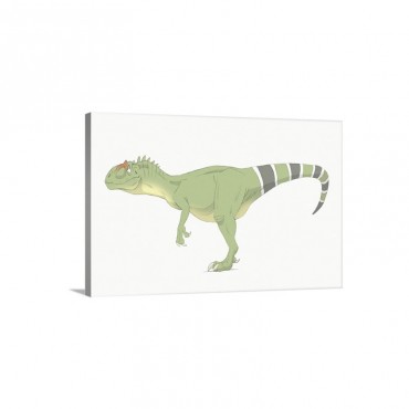 Allosaurus Pencil Drawing With Digital Color Wall Art - Canvas - Gallery Wrap
