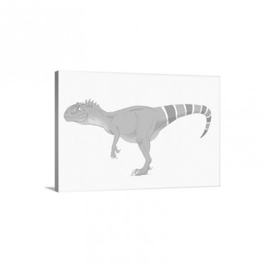 Allosaurus Pencil Drawing With Digital Color Wall Art - Canvas - Gallery Wrap