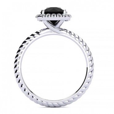 Alyssa Black Diamond Ring - White Gold