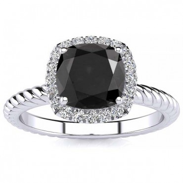 Alyssa Black Diamond Ring - White Gold