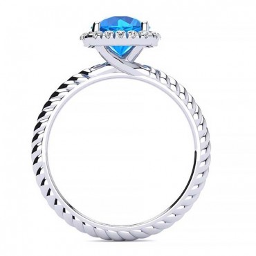 Alyssa Blue Topaz Ring - White Gold