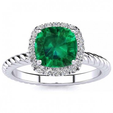 Alyssa Emerald Ring - White Gold