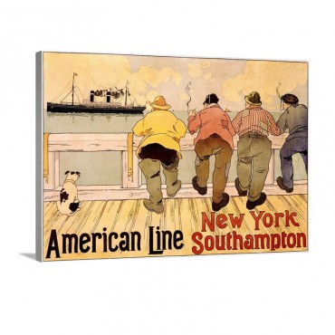 American Line New York To Southampton Vintage Poster By Henri Cassiers Wall Art - Canvas - Gallery Wrap