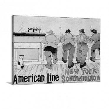 American Line New York To Southampton Vintage Poster By Henri Cassiers Wall Art - Canvas - Gallery Wrap