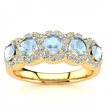 Amy Aqumarine Ring - Yellow Gold