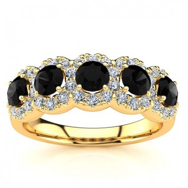 Amy Black Diamond Ring - Yellow Gold