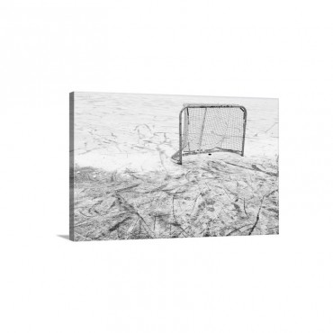 An Ice Hockey Net On An Outdoor Pond Rink Wall Art - Canvas - Gallery Wrap