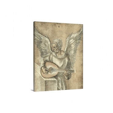 Angel With Lute Wall Art - Canvas - Gallery Wrap