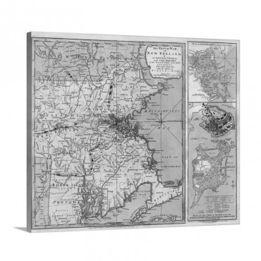 Antique Map Of Massachusetts 1775 Wall Art - Canvas - Gallery Wrap