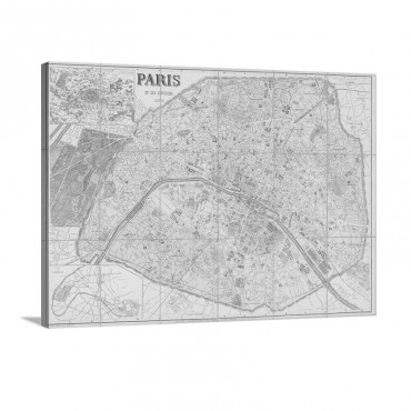 Antique Map Of Paris Wall Art - Canvas - Gallery Wrap