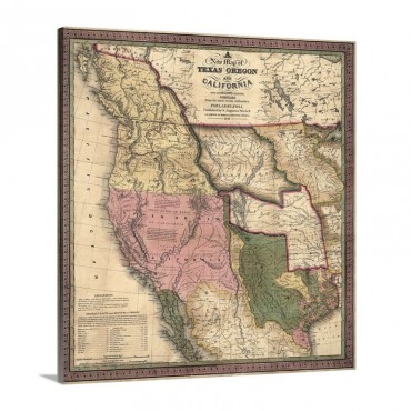 Antique Map Of The Western US 1846 Wall Art - Canvas - Gallery Wrap